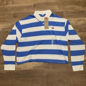 LEVI’S women’s blue and white striped long sleeve shirt